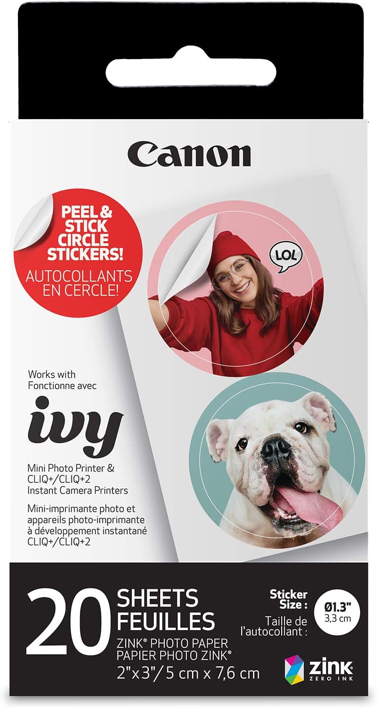 Canon 4967C001 IVY ZINK Pre-Cut Circle Sticker Paper