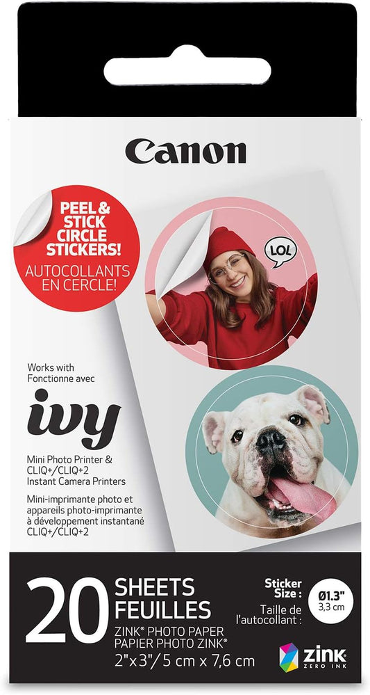 Canon 4967C001 IVY ZINK Pre-Cut Circle Sticker Paper
