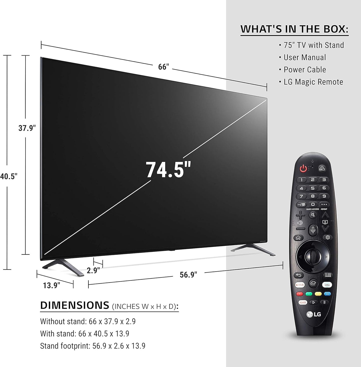 LG 75NANO90UNA 75-inch 4K NanoCell Smart TV Renewed
