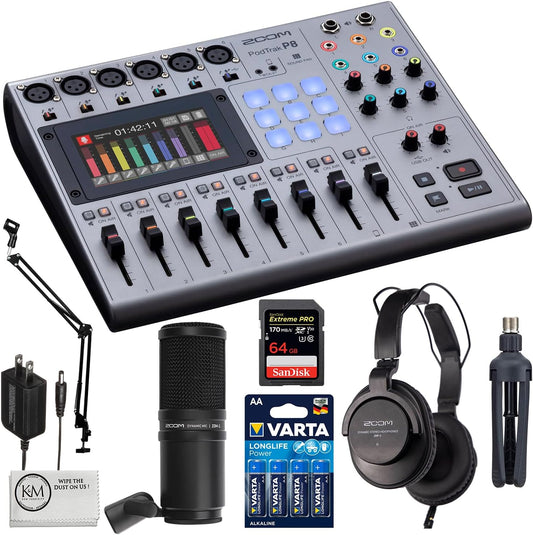 Zoom PodTrak P8 Portable Podcast Recorder Bundle