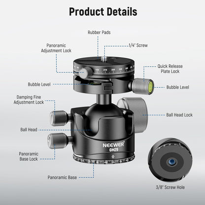 Neewer GM29 Low Profile Ball Head Heavy Duty