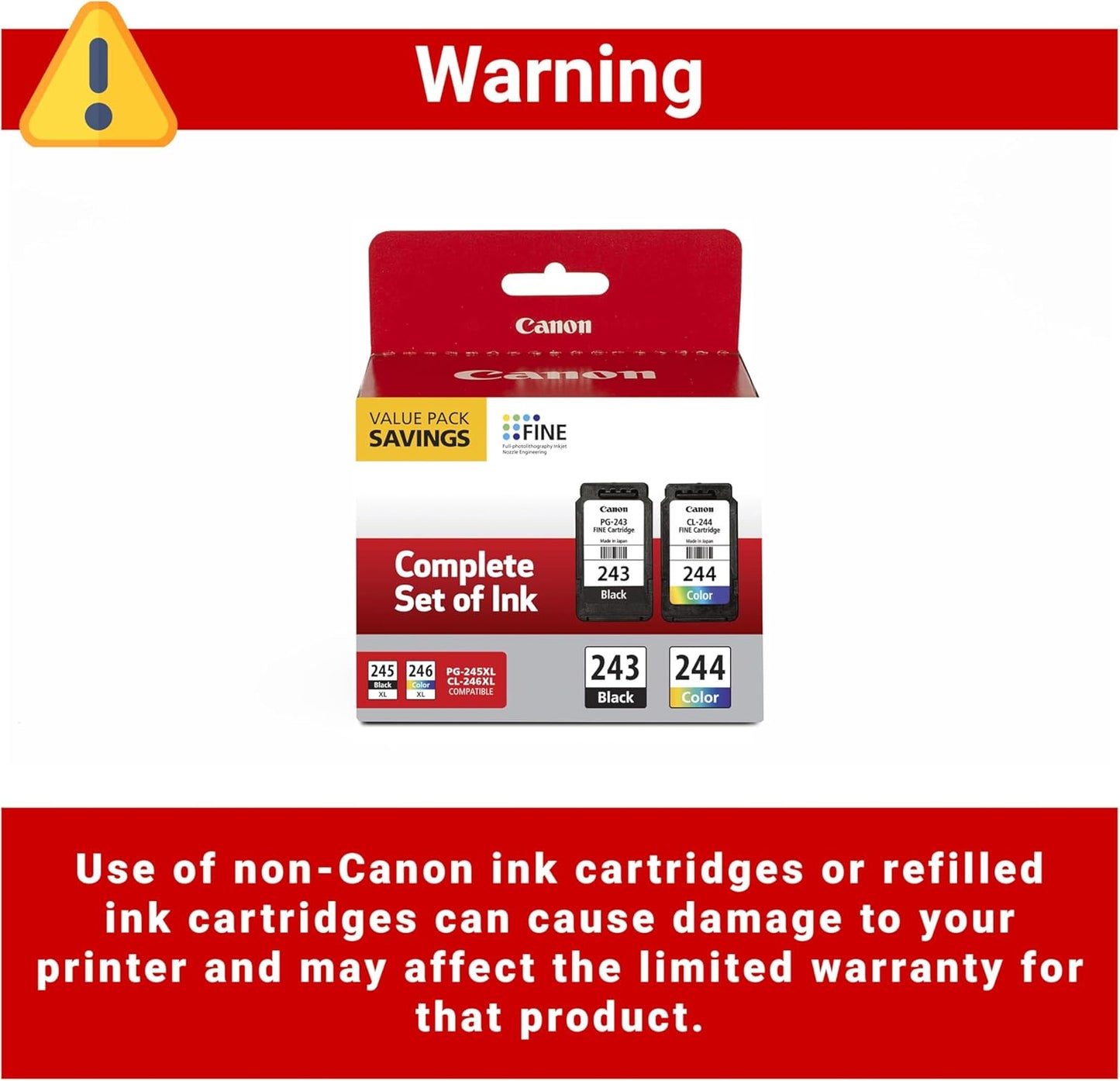 Canon 1287C006 PG-243/CL-244 Ink Value Pack 2-Cartridge