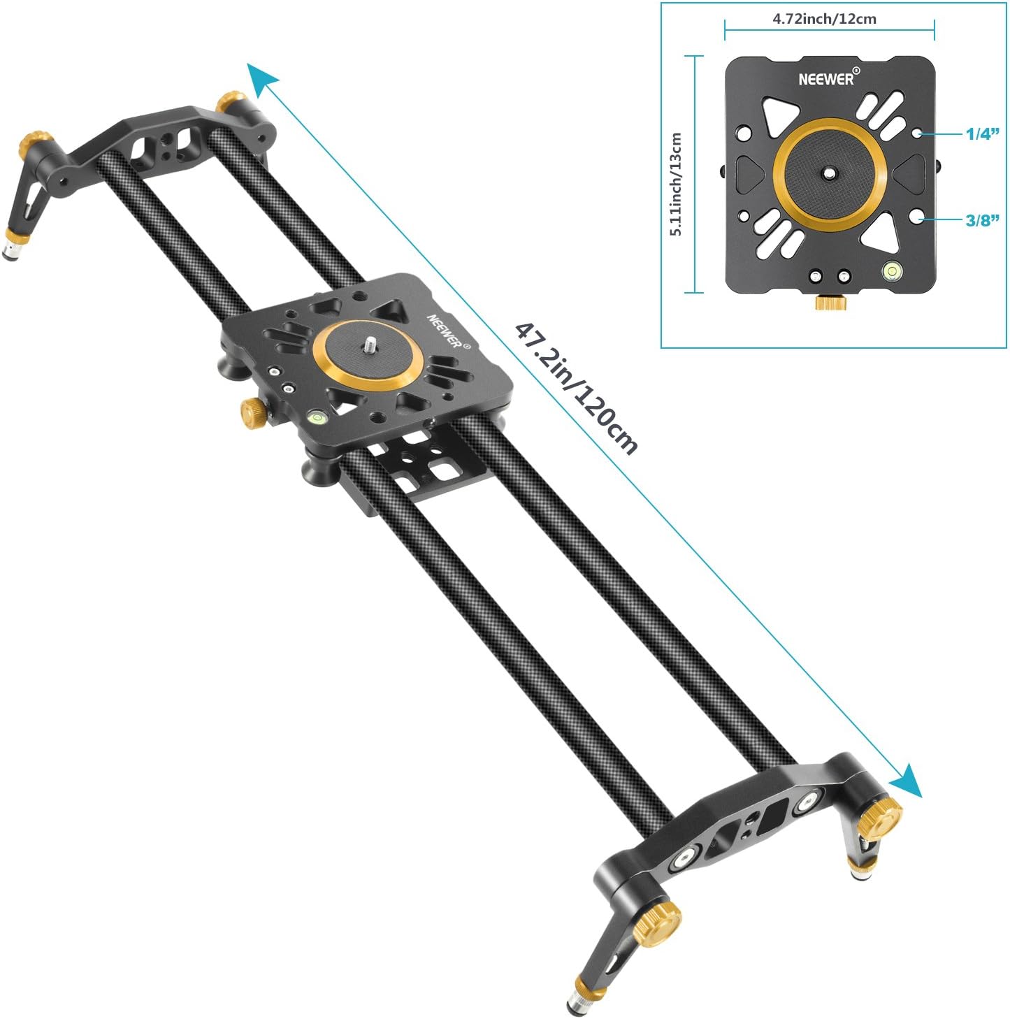 Neewer 47.2" Carbon Fiber Camera Slider: Video Stabilizer
