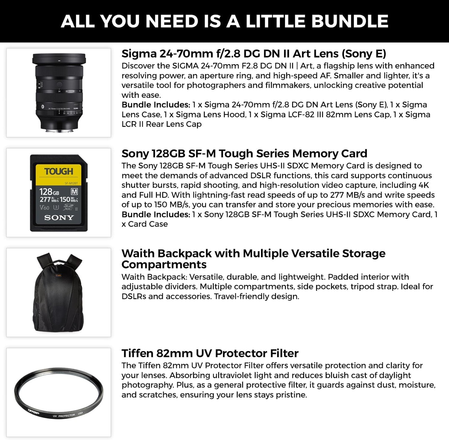 Sigma SIG57A965-KIT3 24-70mm f2.8 Sony E-Mount Lens Bundle