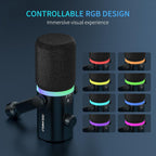 FEELWORLD PM1 XLR USB Dynamic Podcast Microphone with Boom Arm