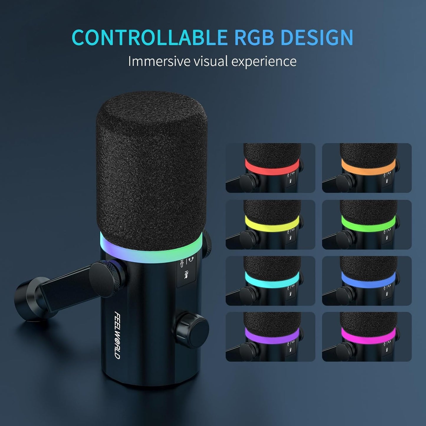 FEELWORLD PM1 XLR USB Dynamic Podcast Microphone with Boom Arm