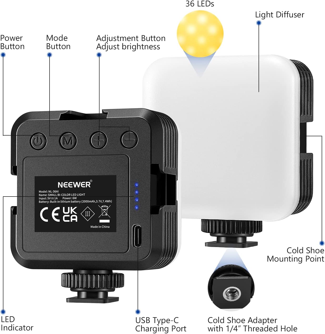 Neewer NL-36AI Portable Bi-Color LED Video Light