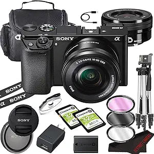 Sony ILCE6000L/B a6000 Mirrorless Camera Bundle with Lens