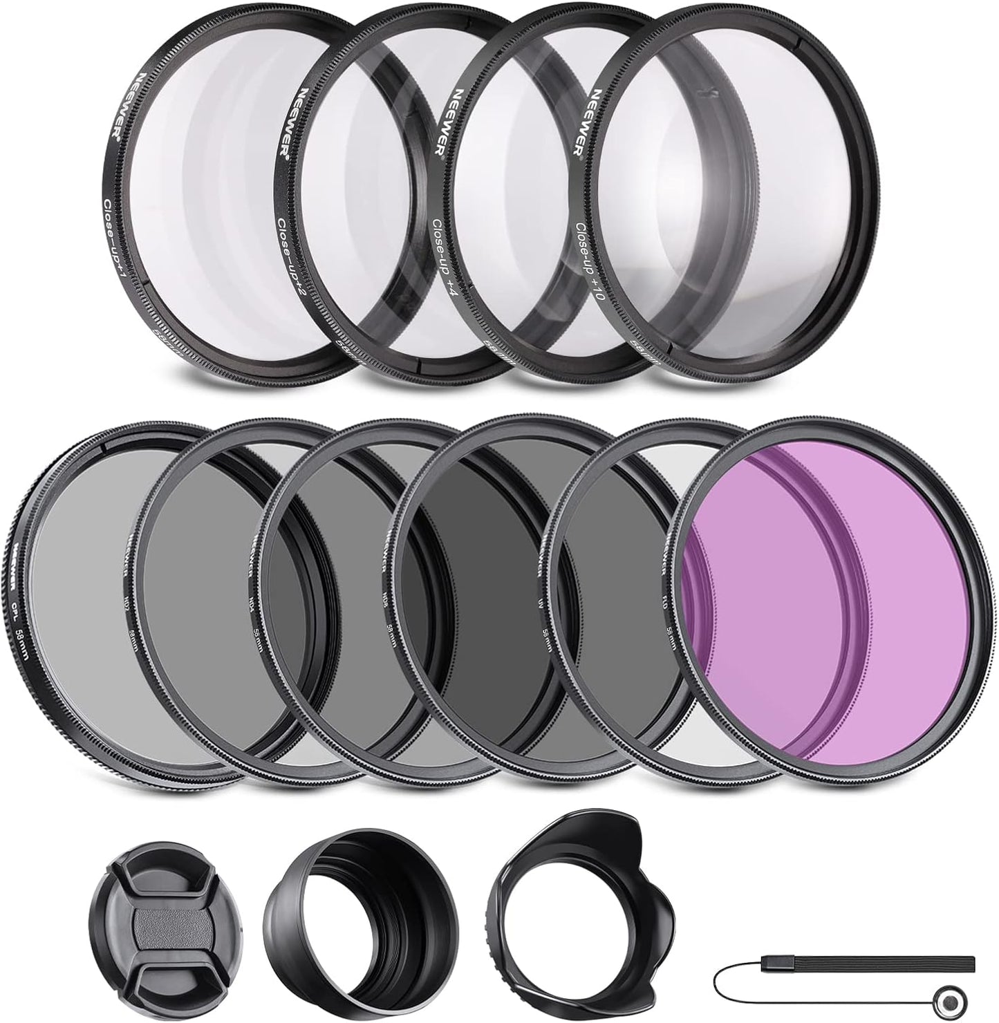 Neewer 58mm Filter Kit ND CPL UV FLD Macro Lens
