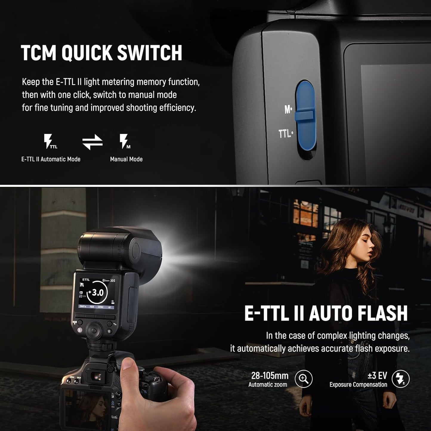 Neewer Z2-C 2.4G TTL Round Head Flash Canon