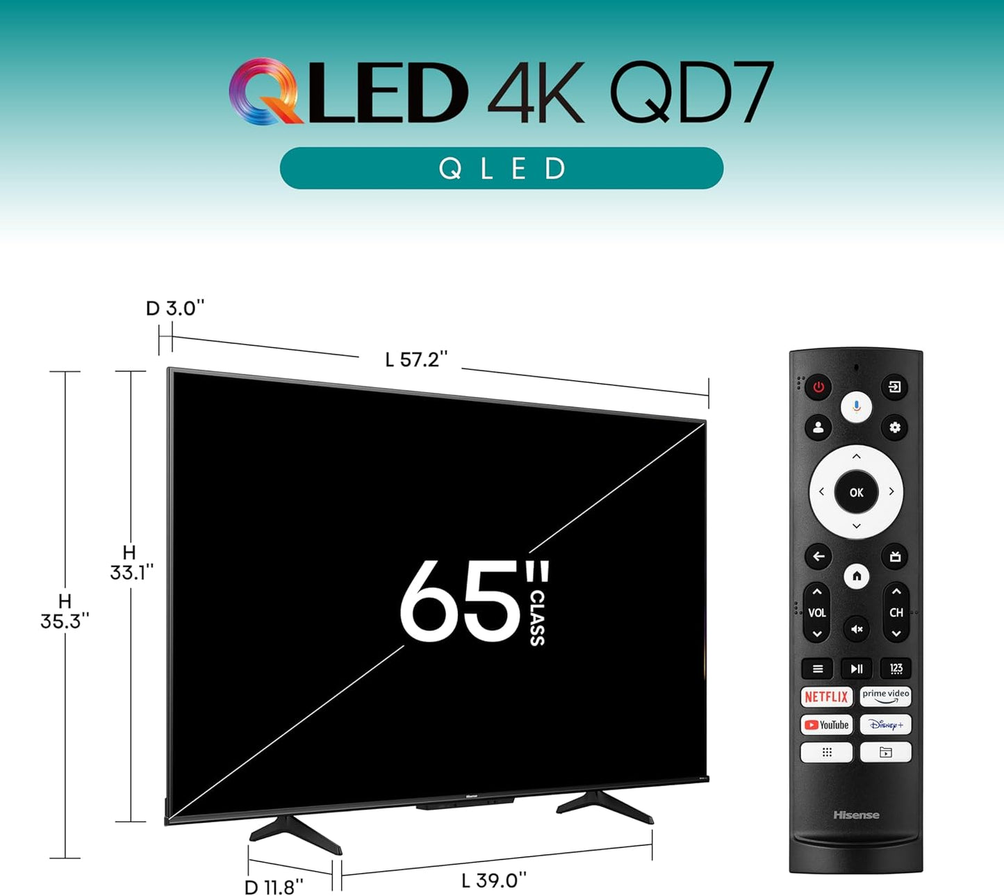 Hisense 65QD7N 65-Inch QLED 4K Google Smart TV