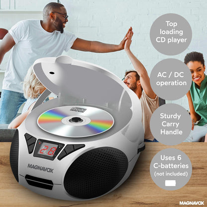 Magnavox MD6924-WH Portable CD Boombox White