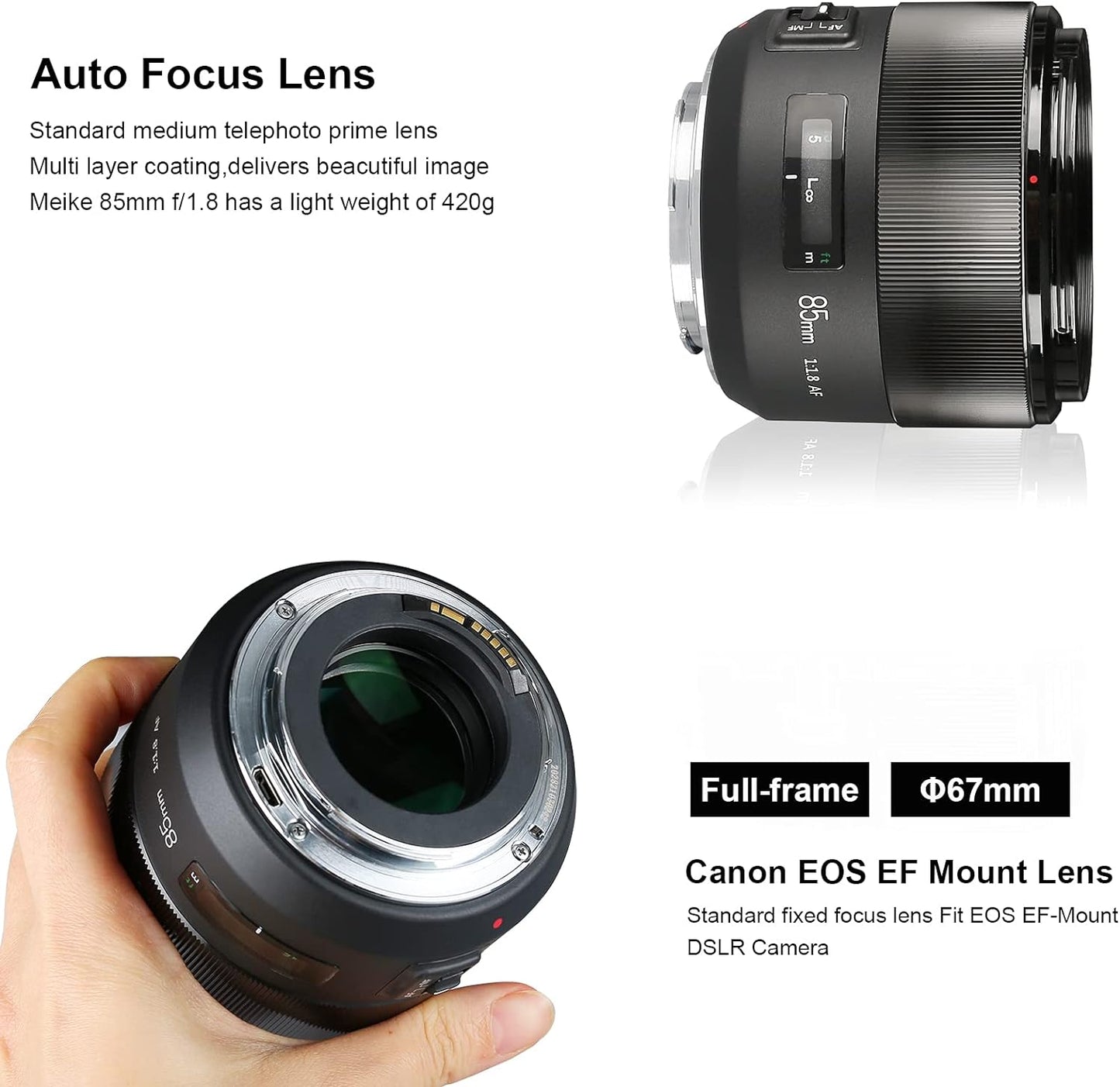 Meike 972433 85mm f1.8 EF Mount Auto Focus Lens