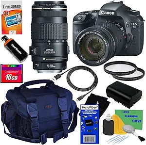 Canon EOS 7D 18-135mm + 70-300mm Lens 10pc Bundle