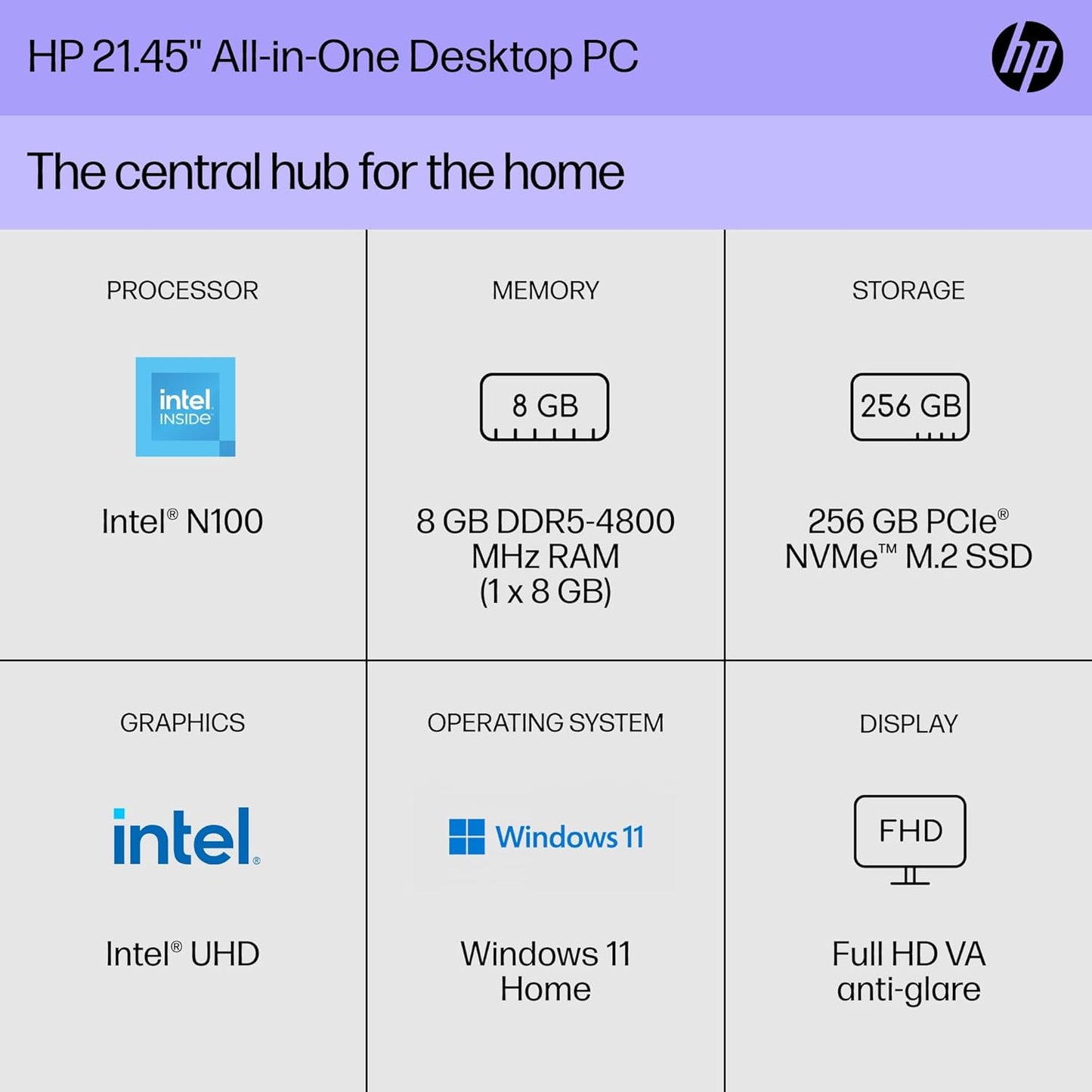 HP 22-dg0020 22" All-in-One Desktop PC
