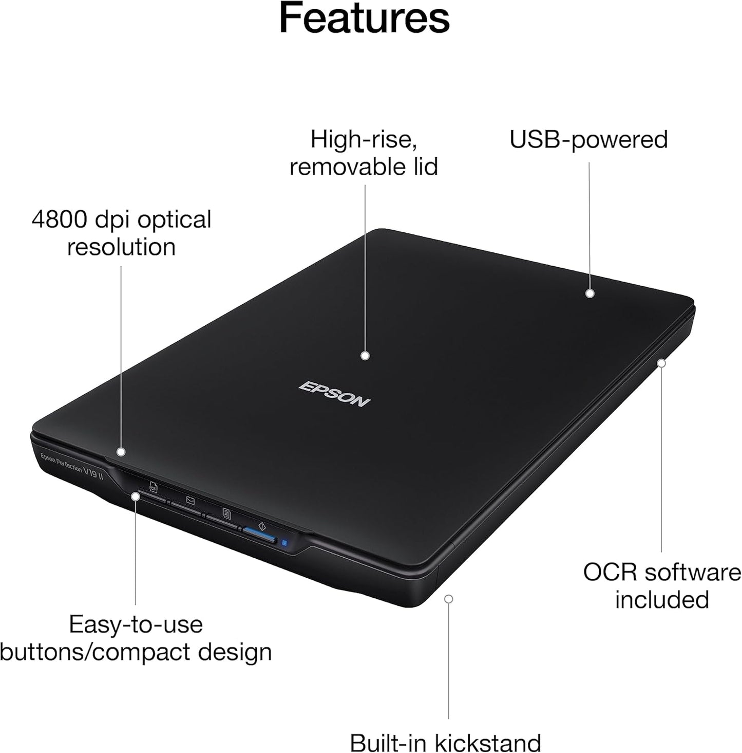 Epson B11B267201-N Perfection V19 II Flatbed Scanner (Renewed)