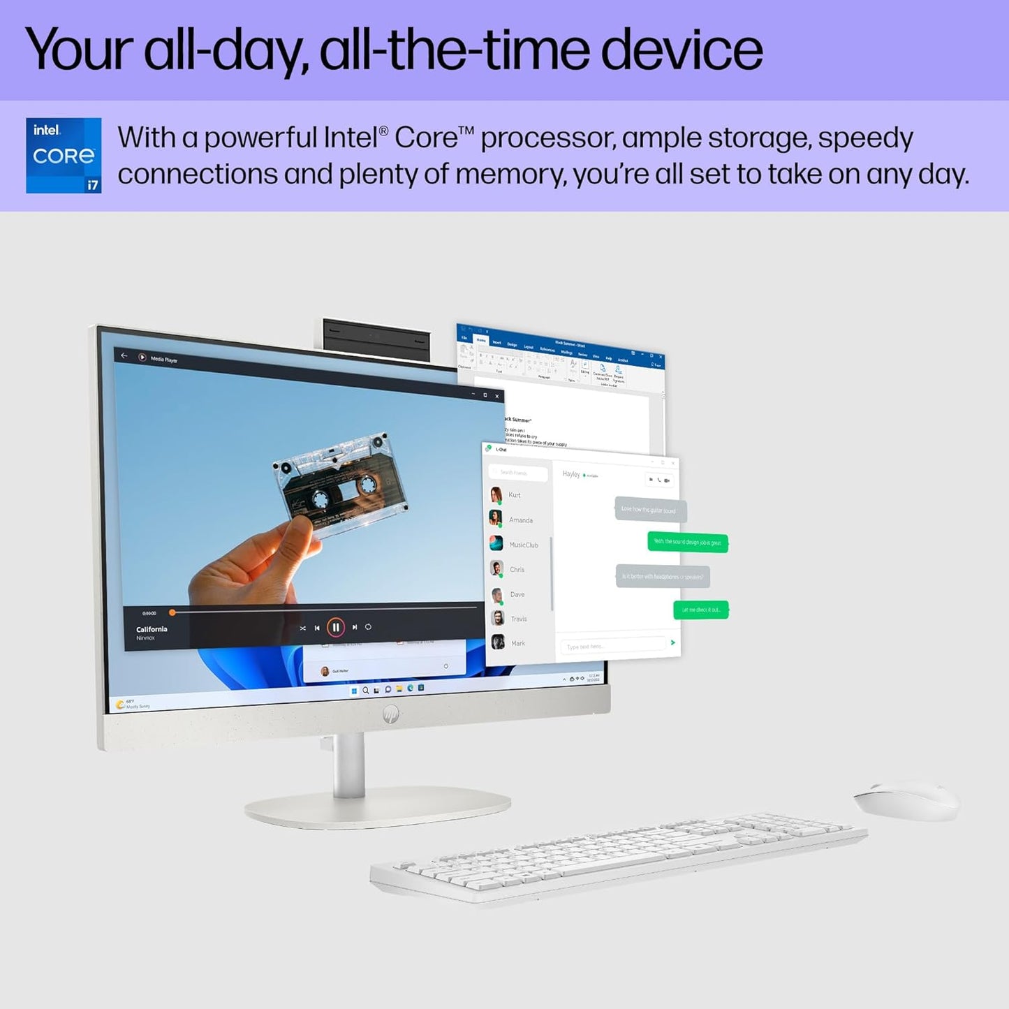 HP 7G9R8AA#ABA 23.8" All-in-One Desktop i7 16GB 512GB SSD