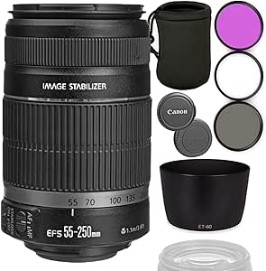 Canon 55-250 IS II EF-S Lens Kit with Hood and Filters