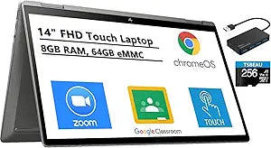 HP HP-14C 14" x360 Chromebook i3 Touchscreen Bundle