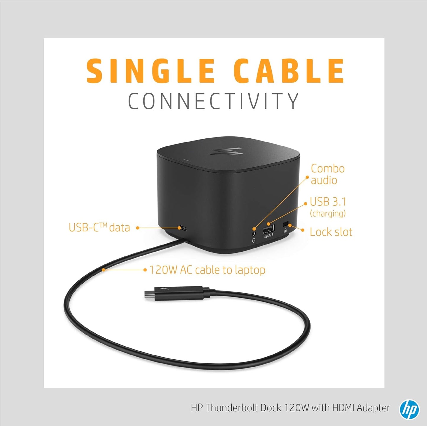 HP 6HP48AA#ABL Thunderbolt USB-C Dock 120W with HDMI Adapter