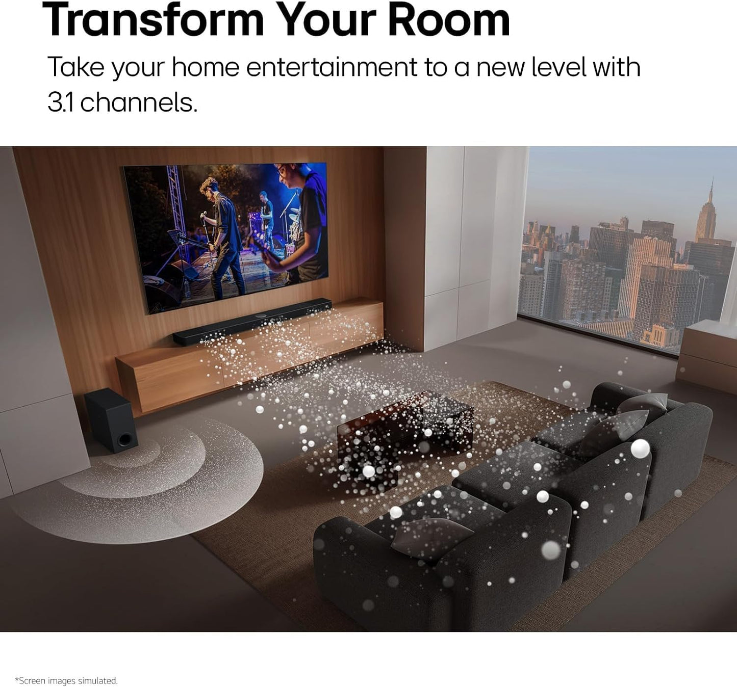LG S60T 3.1 Channel Soundbar with Wireless Subwoofer (2024 Model)