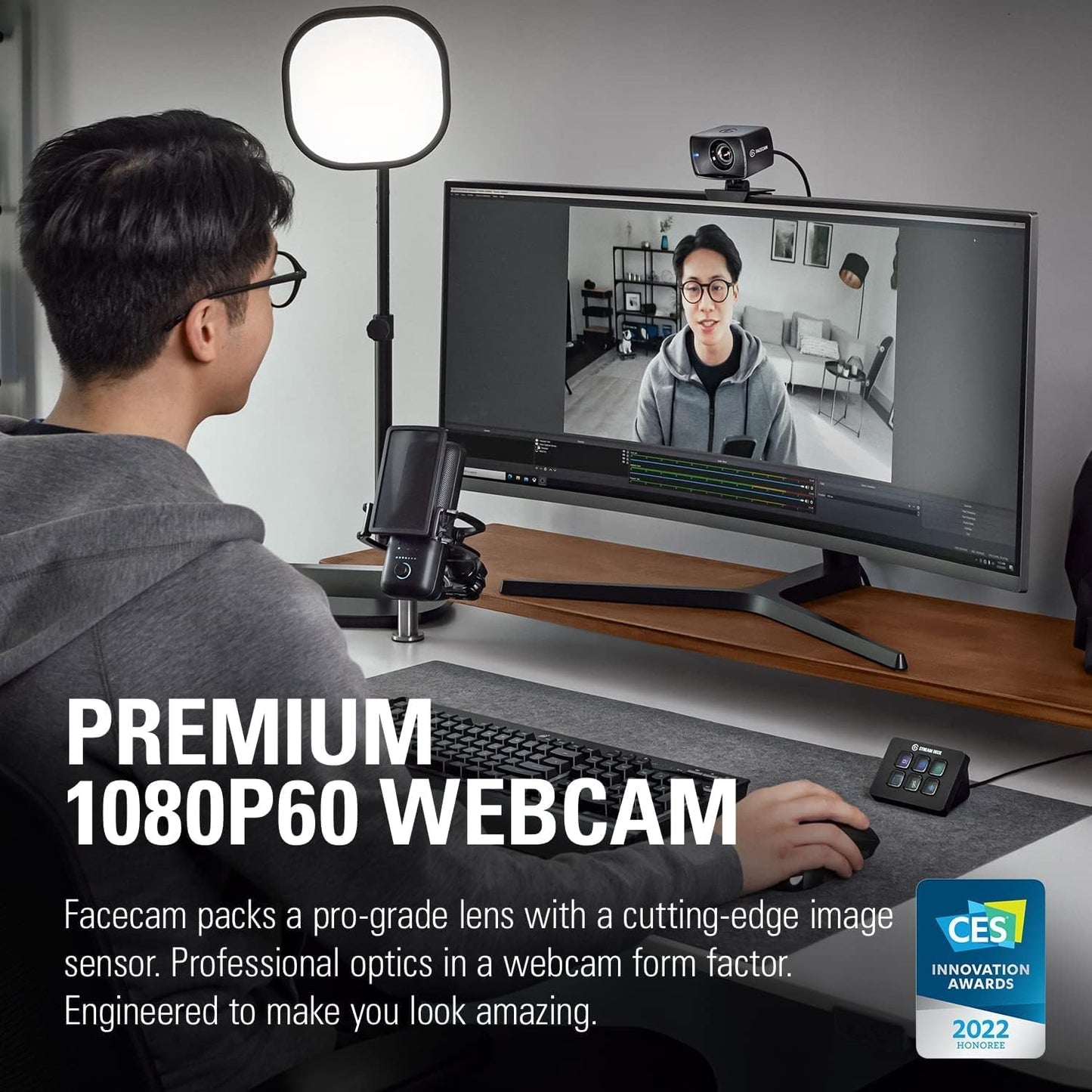 Elgato 10WAA9901-cr Facecam 1080p60 Full HD Webcam Renewed