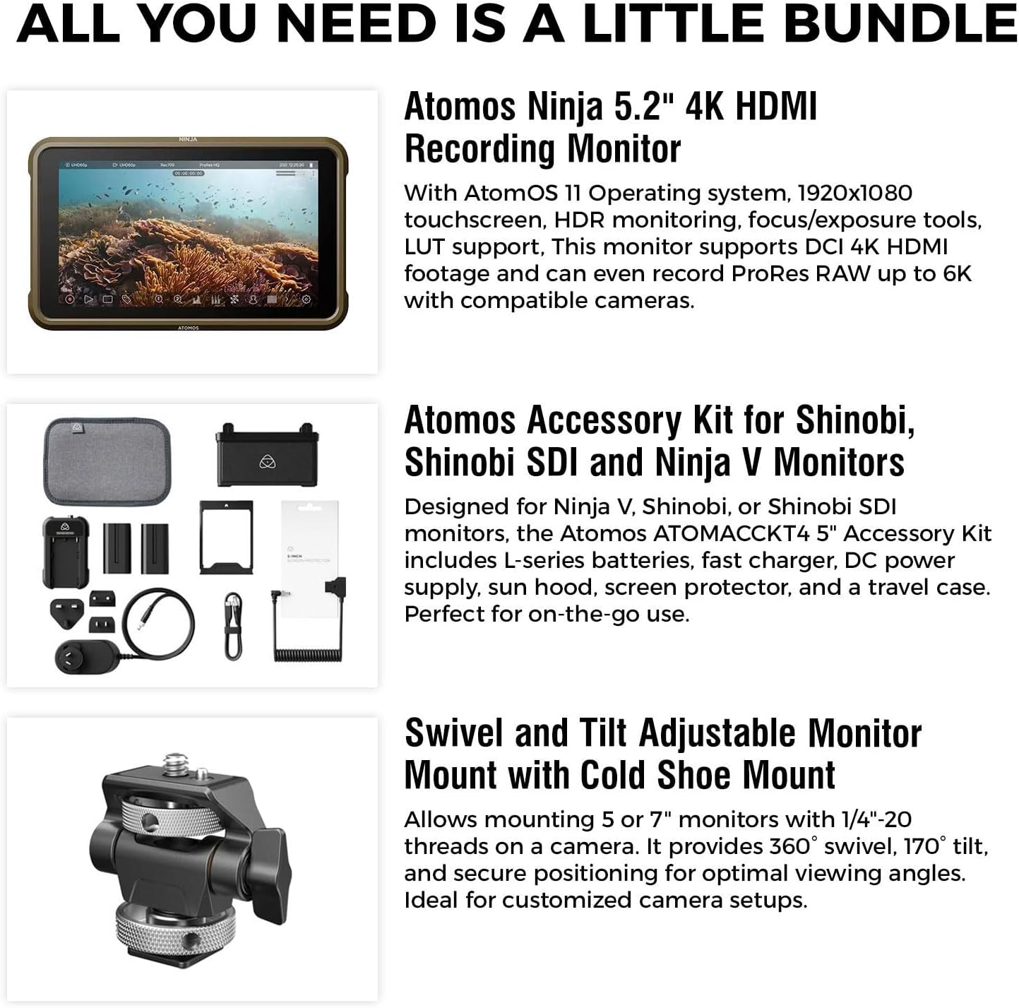 Atomos Ninja 5.2" 4K HDMI Recording Monitor Bundle