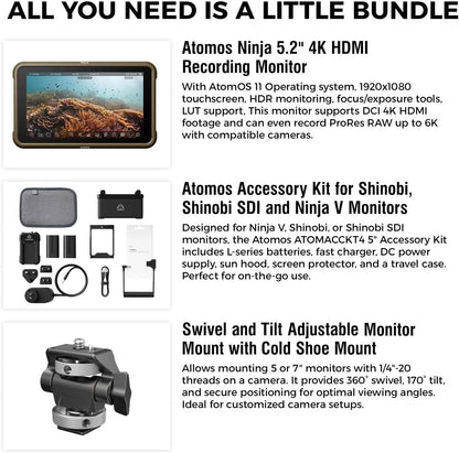 Atomos Ninja 5.2" 4K HDMI Recording Monitor Bundle