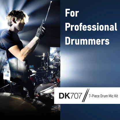 Samson DK707 7-Piece Drum Mic Kit - with Stands & Cables