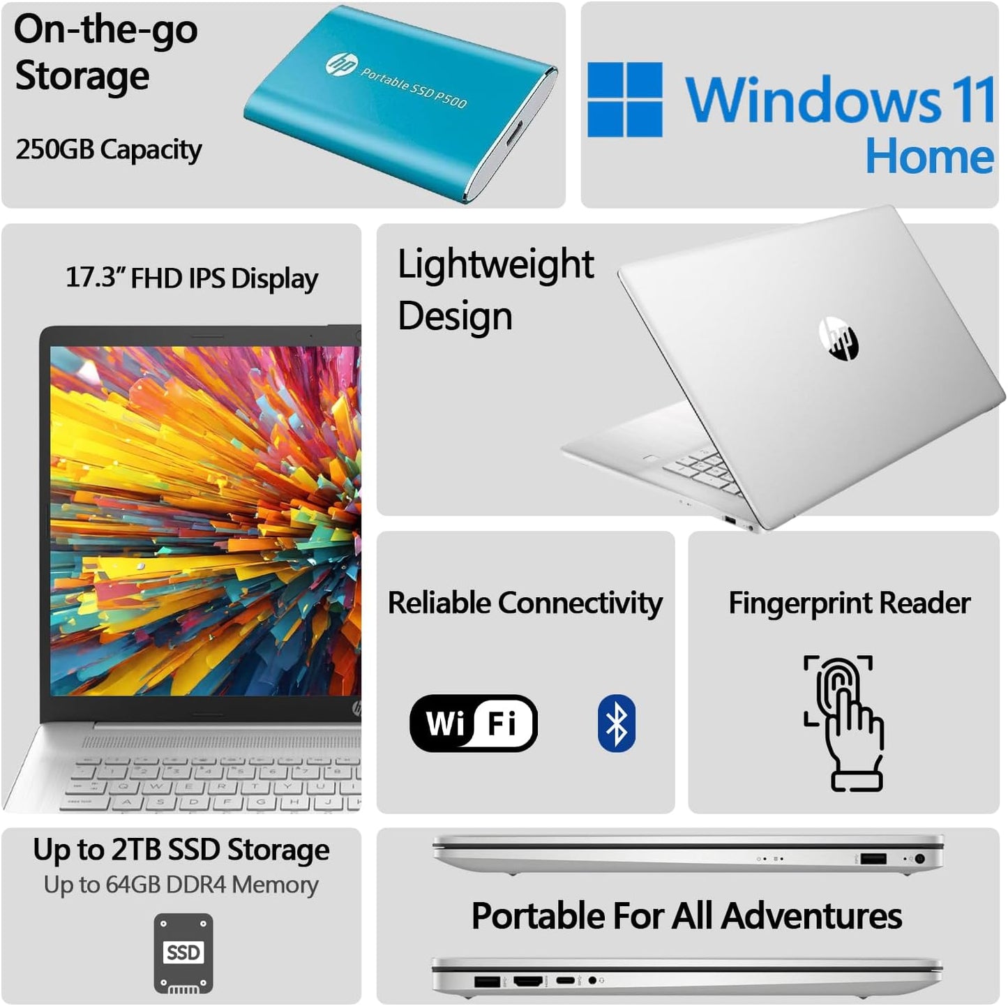 HP Laptop 17 inch AMD Ryzen 5 1TB SSD (2024)