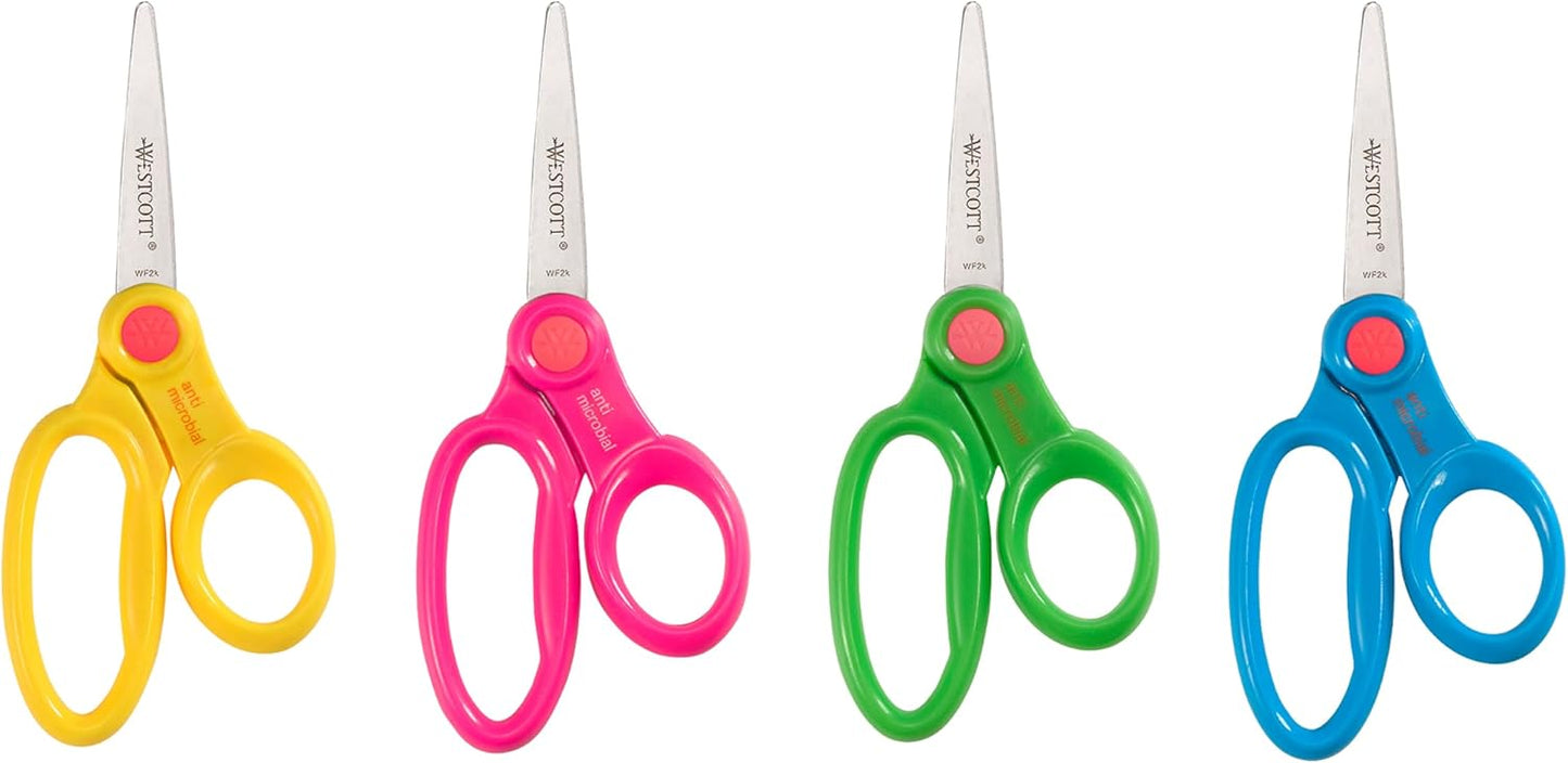 Westcott 14872 5" Pointed Kids Safety Scissors 12-Pack