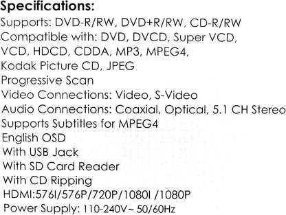 JVC XV-Y430B Multi Region DVD Player HDMI USB