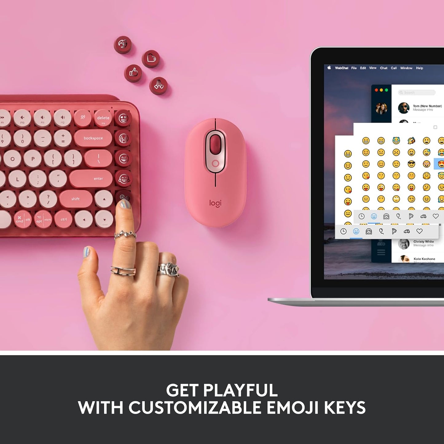 Logitech 920-010709 POP Keys Heartbreaker Rose Mechanical Keyboard