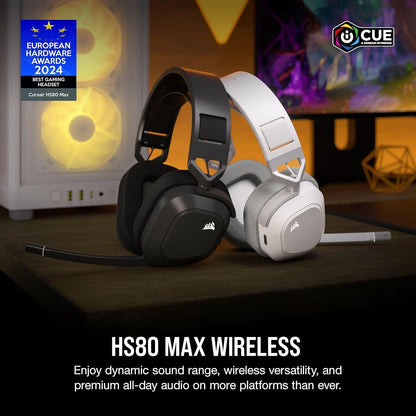 Corsair HS80 MAX Wireless Bluetooth Gaming Headset Steel Gray Renewed