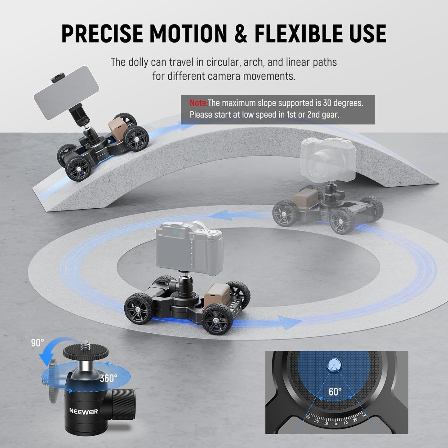 Neewer DL400 Motorized Camera Slider - App Control, 5H Runtime