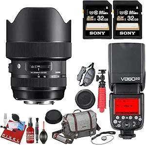 Sigma 212955 14-24mm f/2.8 Art Lens Nikon F Bundle