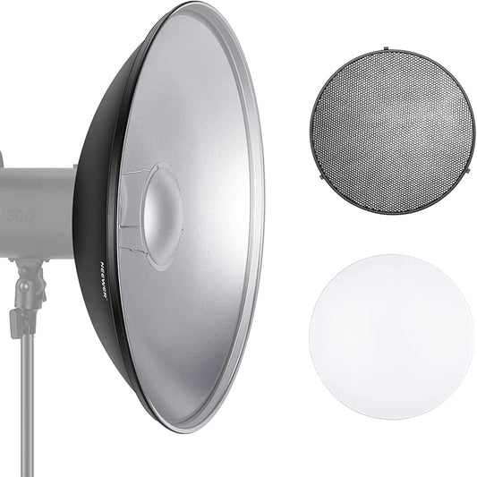 Neewer 10092757 21.6" Beauty Dish Bowens Mount Reflector - Honeycomb Grid & Diffuser