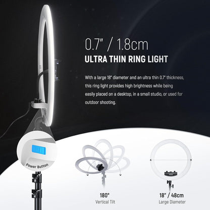 Neewer 10103010 18" LED Ring Light with Stand
