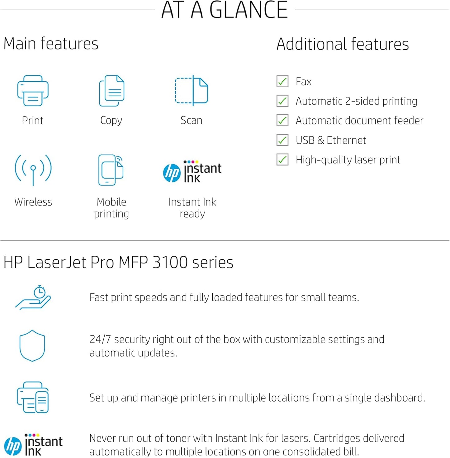HP LaserJet Pro MFP 3101fdw Wireless Printer B&W Renewed
