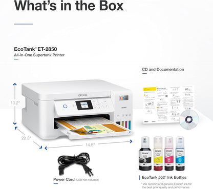 Epson C11CJ63202 EcoTank ET-2850 Wireless Printer - Renewed