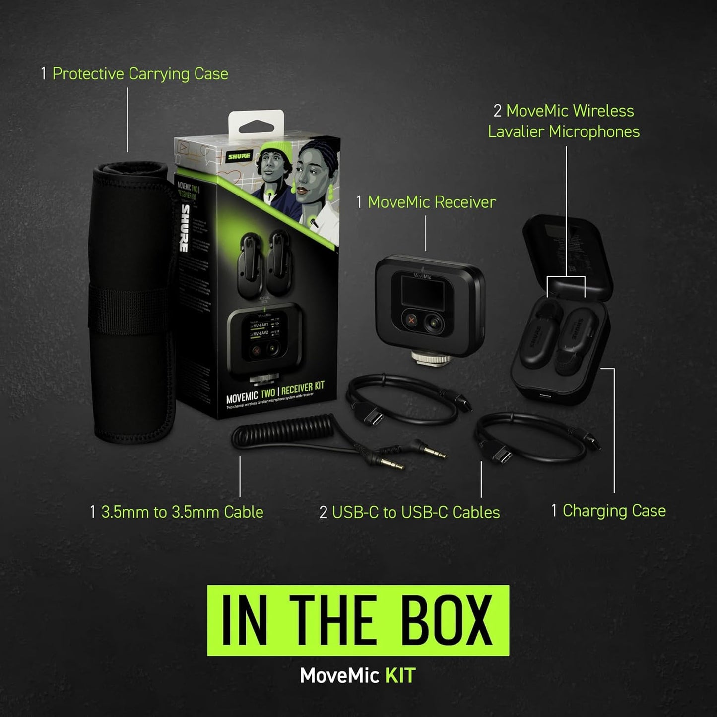 Shure MV-TWO-KIT-Z7 MoveMic Pro Wireless Lavalier Microphones