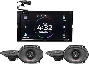 JVC KW-M865BW Car Stereo: Wireless CarPlay, 6.8" + Alpine Speakers