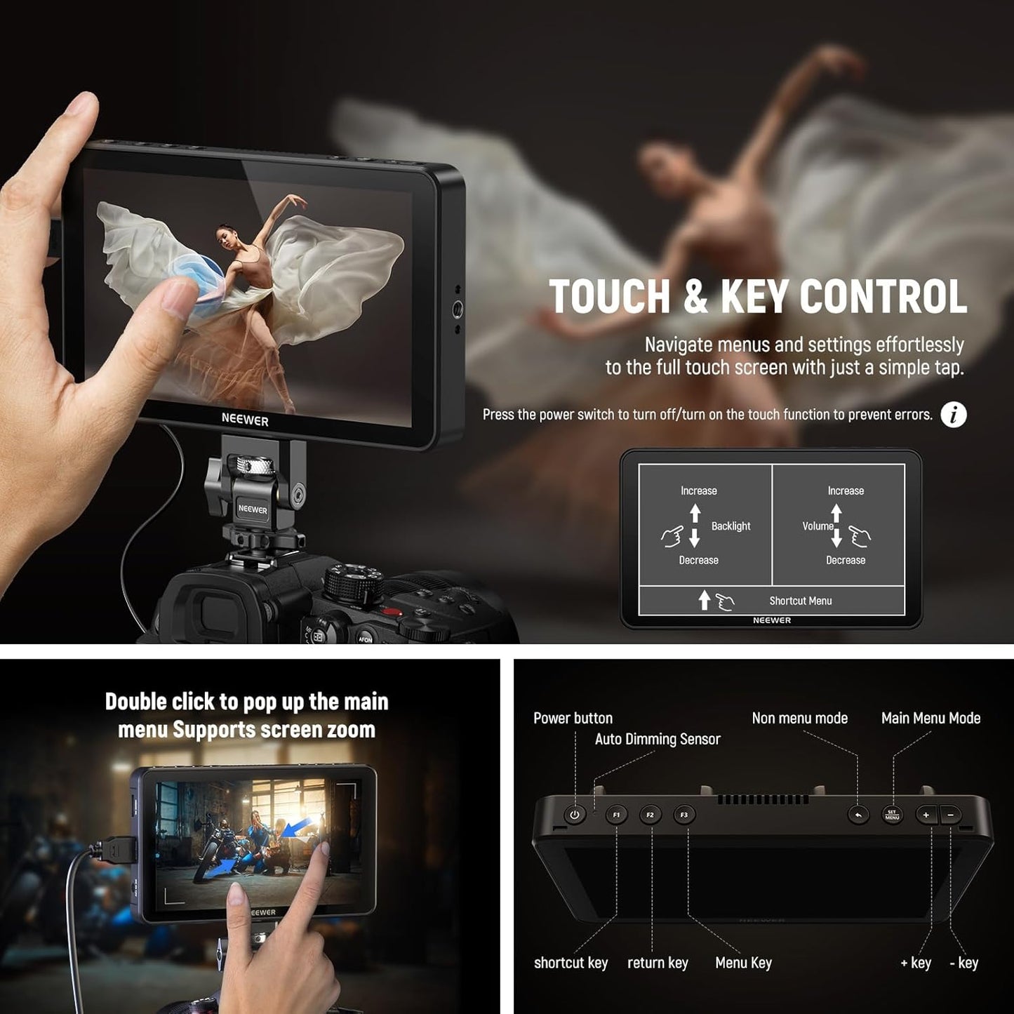 Neewer F700 7" Camera Field Monitor - 2000nit Touch Screen