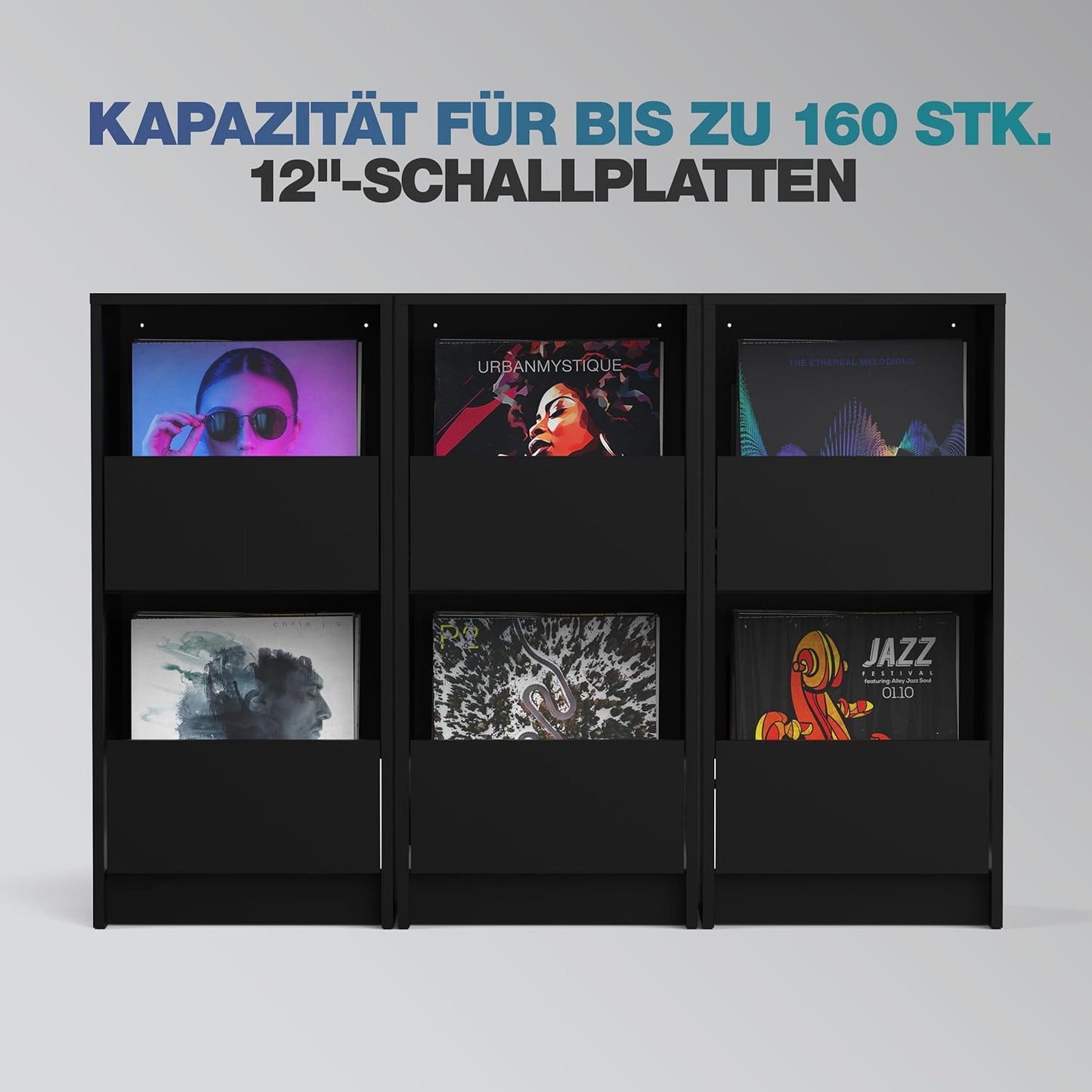 Glorious 247178 Vinyl Vault Record Collection Storage Cabinet