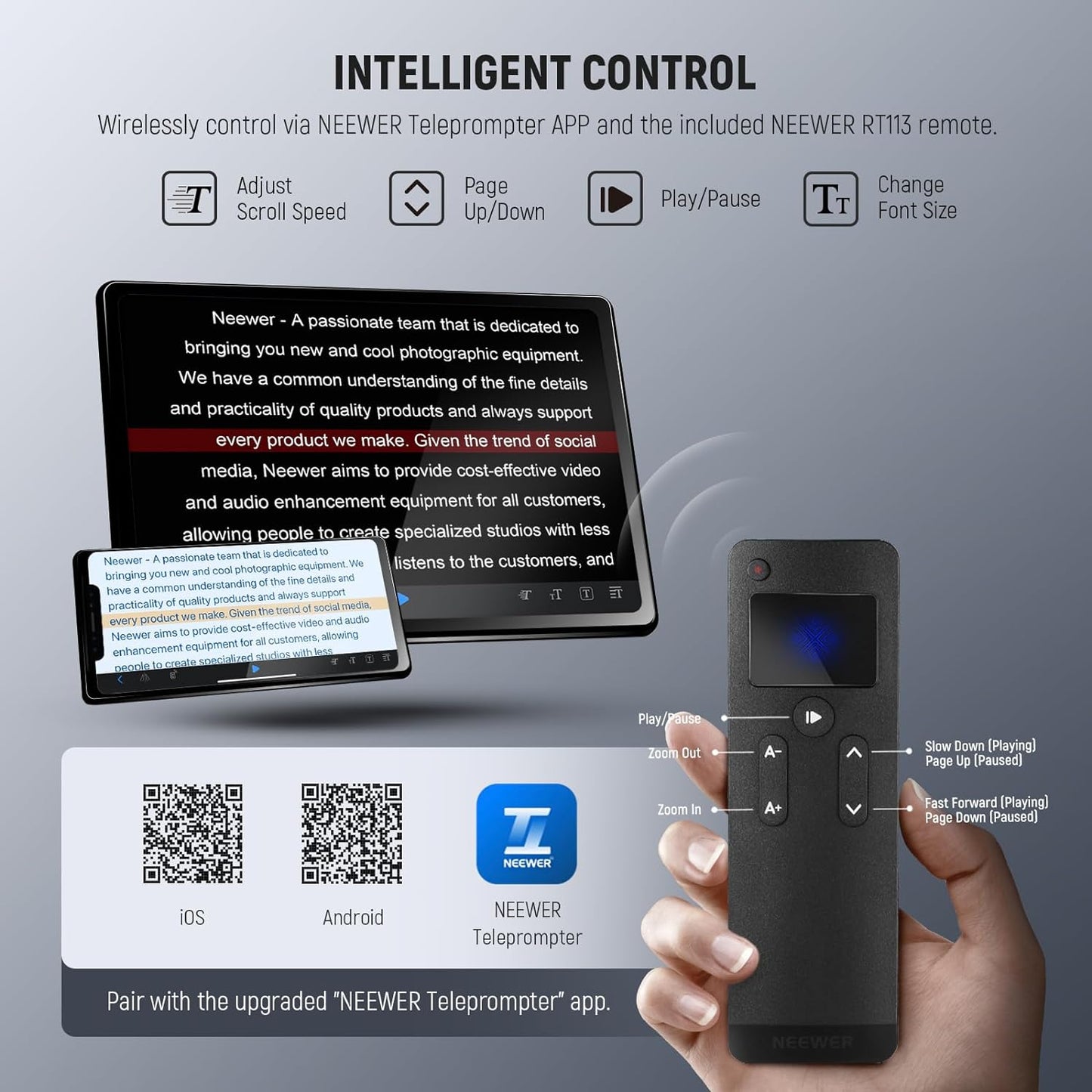 Neewer X14 III Teleprompter with Remote & App Control