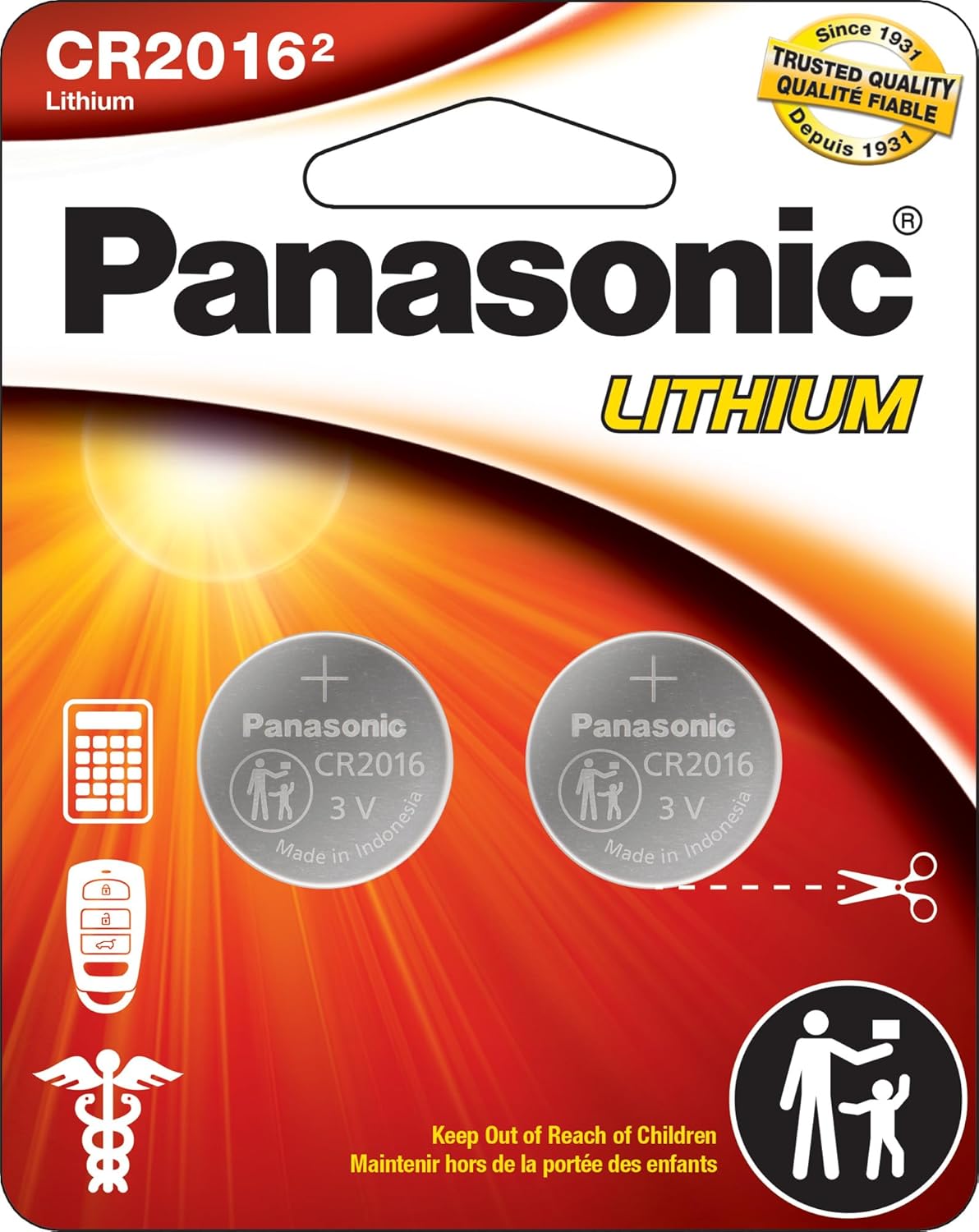 Panasonic CR2016PA/2BL 3V Lithium Coin Battery 2-Pack