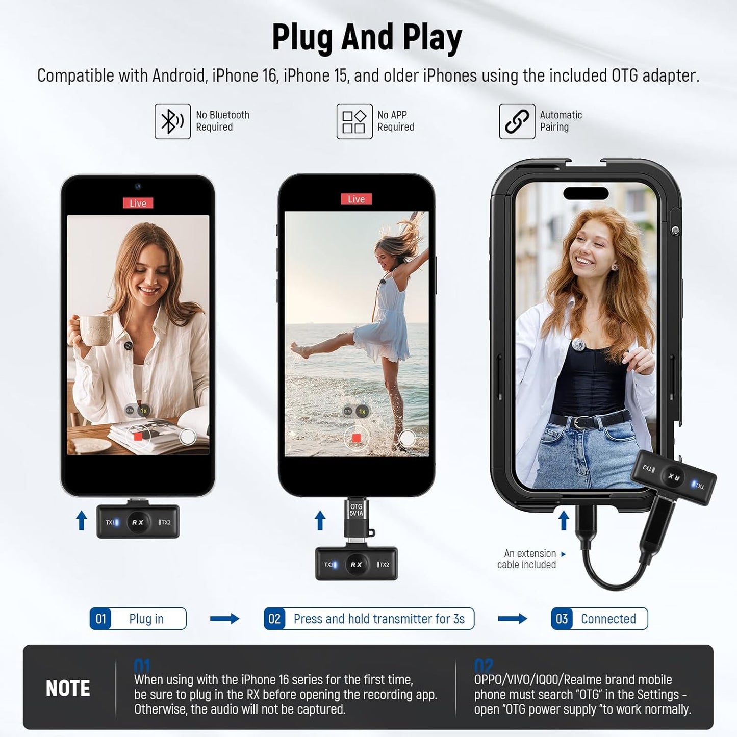 Neewer KM18 Wireless Lavalier Microphone System USB C