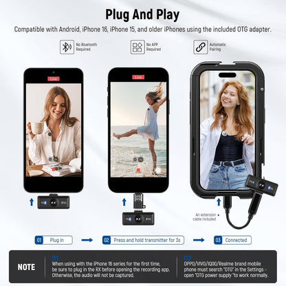 Neewer KM18 Wireless Lavalier Microphone System USB C