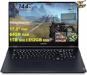 Lenovo Legion 5 17 Gaming Laptop Ryzen 7 RTX 3070 64GB RAM 1TB SSD
