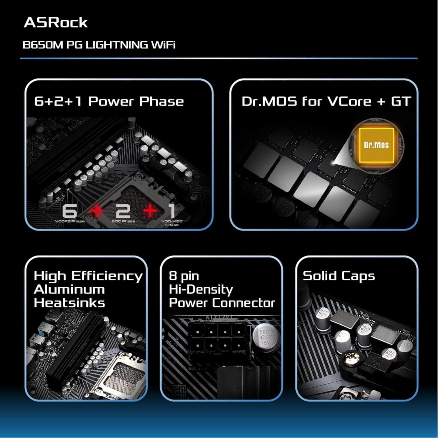 ASRock 90-MXBMW0-A0UAYZ B650M PG Lightning WiFi Motherboard